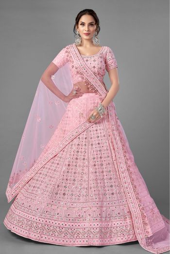 Art Silk And Chiffon Embroidery Lehenga Choli In Pink Colour - LD4901076