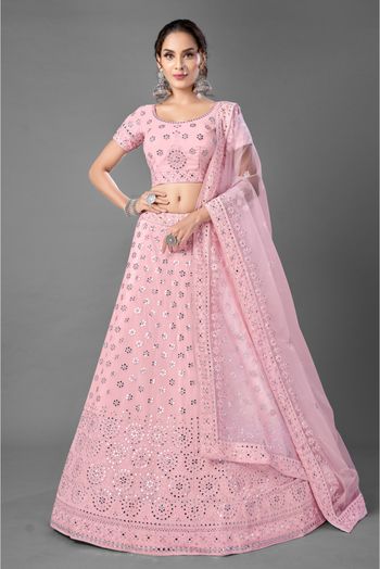 Georgette Embroidery Lehenga Choli In Pink Colour LD4900453 A