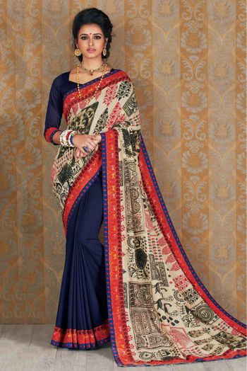 Navy Blue Zari Woven Tanchoi Silk Saree - CHARUPAMA - 3623635