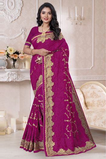 Georgette Designer Saree In Violet Colour - SR4690311