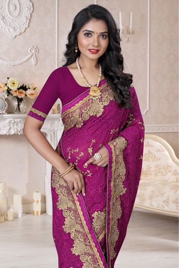 Georgette Designer Saree In Violet Colour - SR4690311