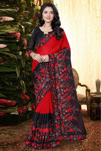 Rangoli Silk Designer Saree In Red Colour