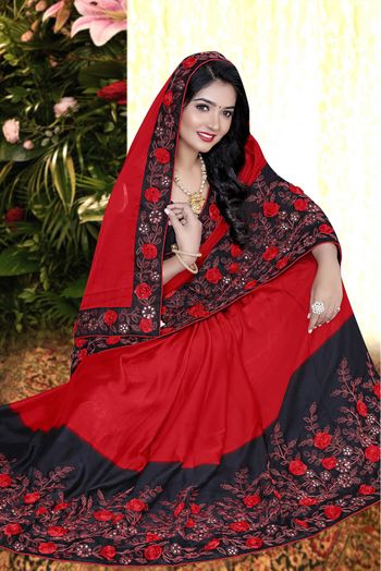 Rangoli Silk Designer Saree In Red Colour