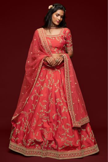 Wedding Wear Gajri Tourky Silk Lehenga Choli - 19500 | Raw silk lehenga,  Party wear sarees, Bridal lehenga choli