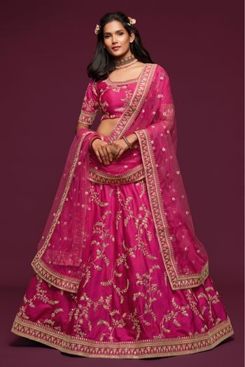 Art Silk Embroidery Lehenga Choli In Pink Colour