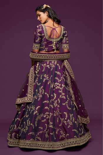 Art Silk Embroidery Lehenga Choli In Purple Colour