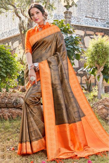 Banarasi Silk Woven Saree In Black Colour - SR5410301