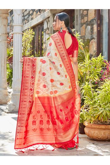 Banarasi Silk Woven Saree In Cream Colour - SR5410300