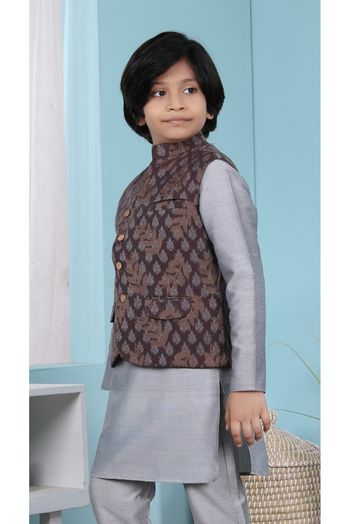 Chanderi Silk Jacket In Brown Colour - BK2710963