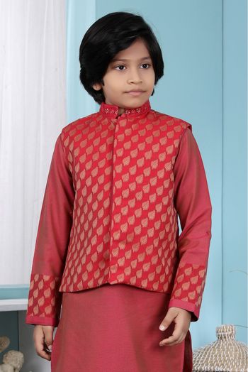 Chanderi Silk Jacket In Red Colour - BK2710947