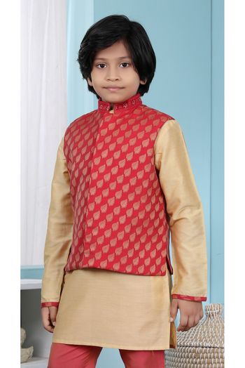 Chanderi Silk Jacket In Red Colour - BK2710948