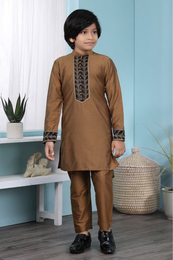 Cotton Silk Kurta Pajama In Brown  Colour - BK2710897