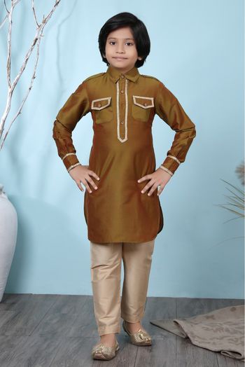 Cotton Silk Kurta Pajama In Brown Colour - BK2710883
