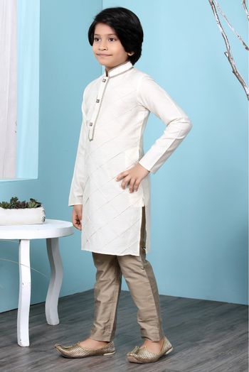 Cotton Silk Kurta Pajama In Cream Colour - BK2710912