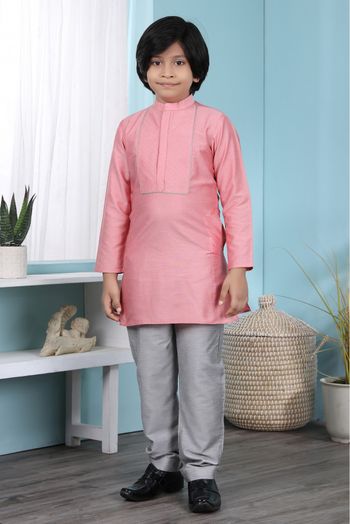 Cotton Silk Kurta Pajama In Light Pink Colour - BK2710900