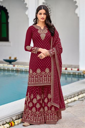 Pakistani Red Sharara Suit | 3d-mon.com