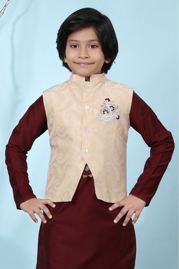 Handloom Silk Jacket In Beige Colour - BK2710952