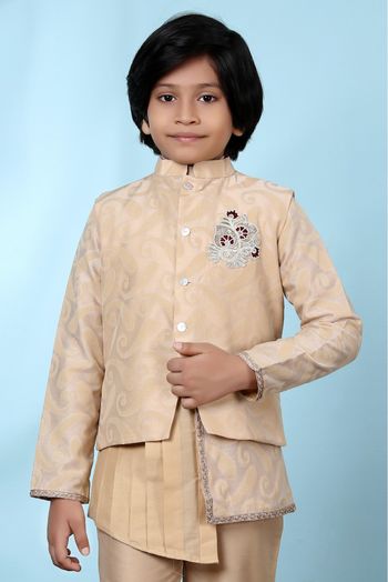 Handloom Silk Jacket In Beige Colour - BK2710953