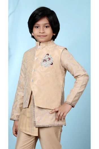 Handloom Silk Jacket In Beige Colour - BK2710953