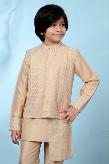 Handloom Silk Jacket In Beige Colour - BK2710954