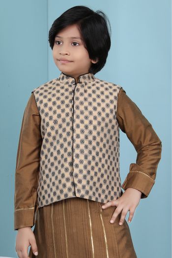 Handloom Silk Jacket In Beige Colour - BK2710968