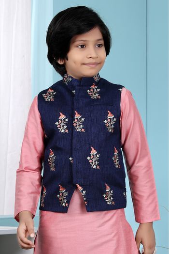 Handloom Silk Jacket In Blue Colour - BK2710960