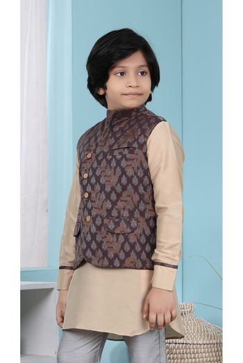 Handloom Silk Jacket In Brown Colour - BK2710962