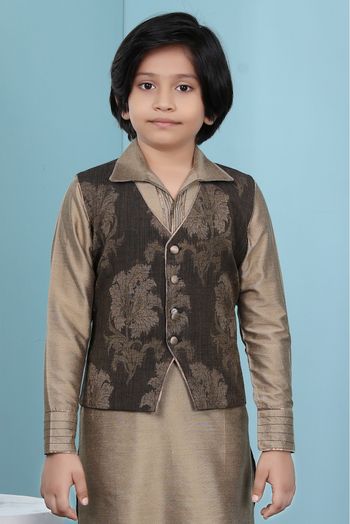 Handloom Silk Jacket In Brown Colour - BK2710974