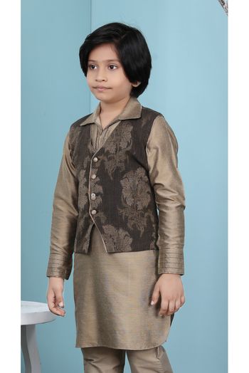 Handloom Silk Jacket In Brown Colour - BK2710974