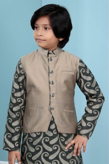 Handloom Silk Jacket In Light Brown Colour - BK2710970