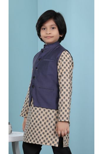 Handloom Silk Jacket In Navy Blue Colour - BK2710967