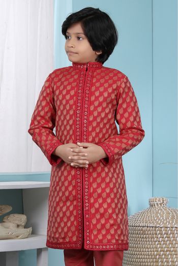 Handloom Silk Jacket In Red Colour - BK2710951