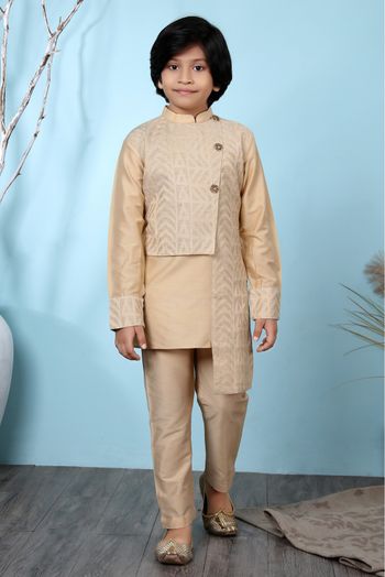 Handloom Silk Kurta Pajama In Beige Colour - BK2710894