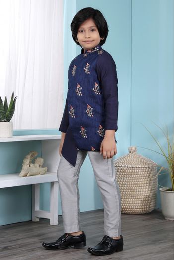 Jacquard Sherwani In Blue Colour - BK2710901