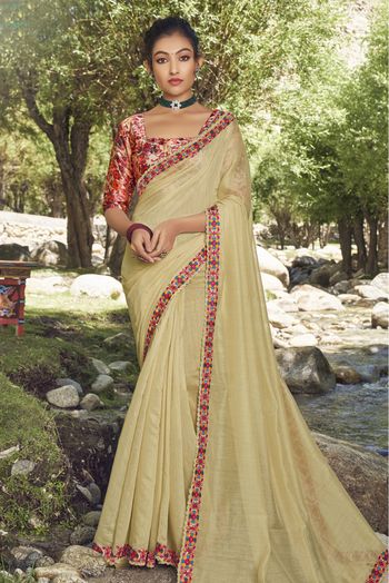 Buy Enchanting Off-White Floral Print Softy Silk Festival Wear Saree - Zeel  Clothing