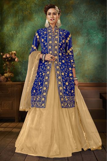 Contemporary Royal blue Satin and silk Lehenga Choli - lc1923