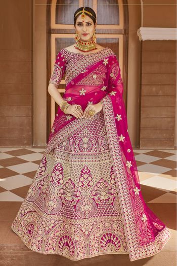 Rani Pink Colour Dulhan Lehenga Choli, Wedding Lehenga Choli, Party Dress.