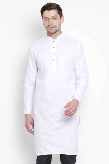 Cotton Party Wear Only Kurta In White Colour - KP4351297