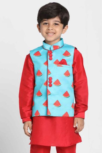 Cotton Silk Blend Party Wear Jacket In Light Blue Colour