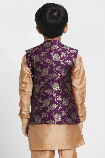 Cotton Silk Blend Party Wear Jacket In Purple Colour