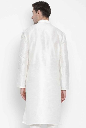 Cotton Silk Blend Party Wear Only Kurta In Cream Colour