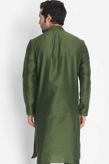 Cotton Silk Blend Party Wear Only Kurta In Green Colour