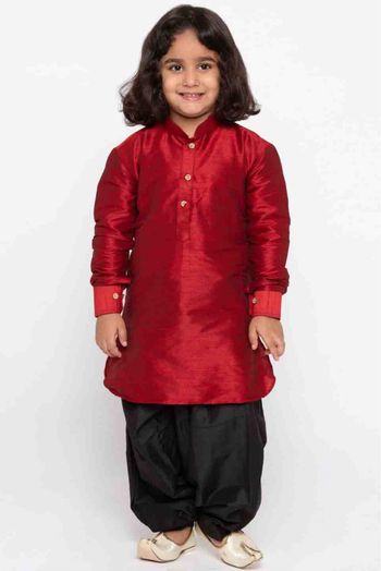 Cotton Silk Party Wear Dhoti Kurta In Maroon Colour - BK4351452