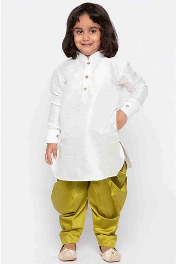 Cotton Silk Party Wear Dhoti Kurta In White Colour - BK4351450