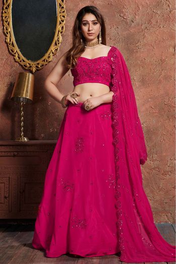 Georgette Embroidery Lehenga Choli In Pink Colour - LD3820105