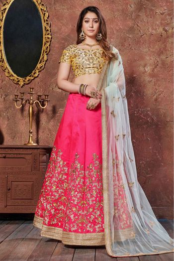 Mulberry Silk Embroidery Lehenga Choli In Pink Colour - LD3820103