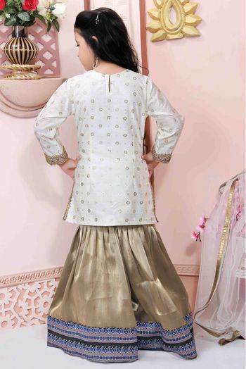 Chanderi Silk Party Wear Sharara Suit In Off White Colour - GK2710792