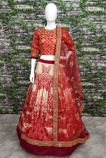 Chennai Silk Lehenga Choli In Red Colour