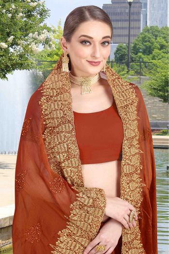 Chiffon Designer Saree In Light Brown Colour - SR1542177