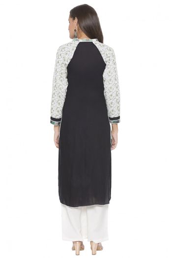 Plus Size Cotton Embroidery Kurta Set In Black Colour - KR2710661